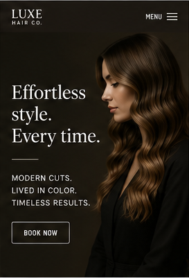 Screenshot of the Luxe Hair Co. example website