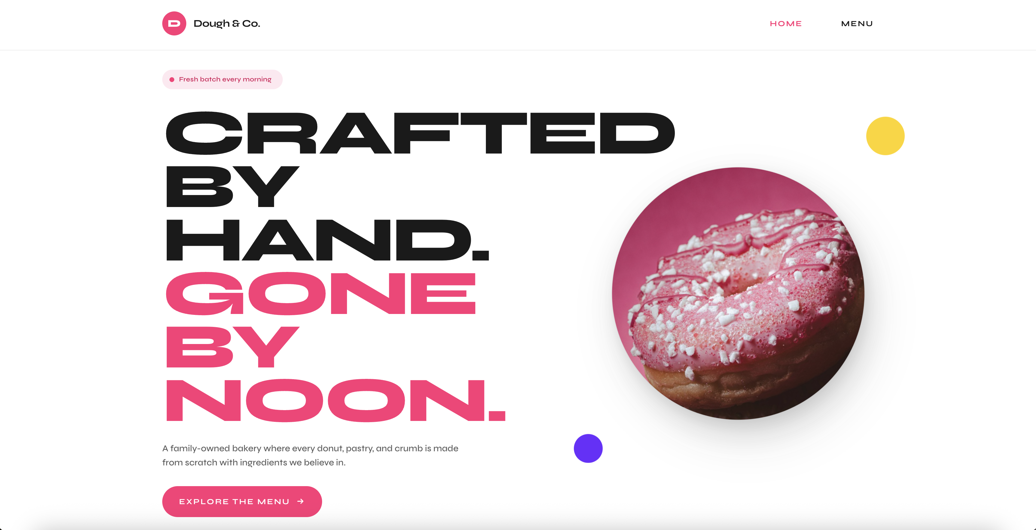 Screenshot of the Dough & Co. bakery demo website