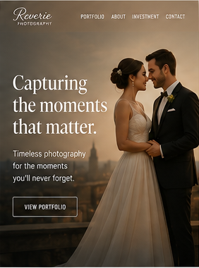 Screenshot of the Reverie Photography example website